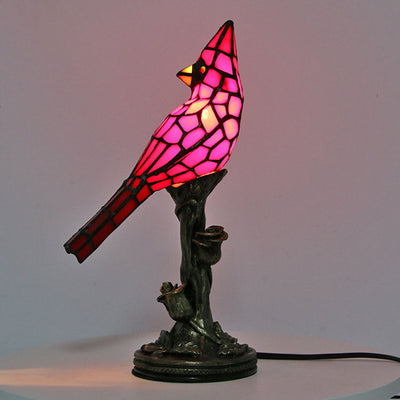 European Creative Red Bird Tiffany 1-Light Table Lamp