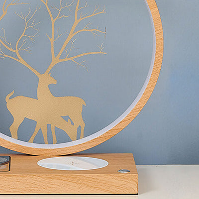 Lampe de table décorative tactile de chargement sans fil LED avec design créatif de cerf rond 