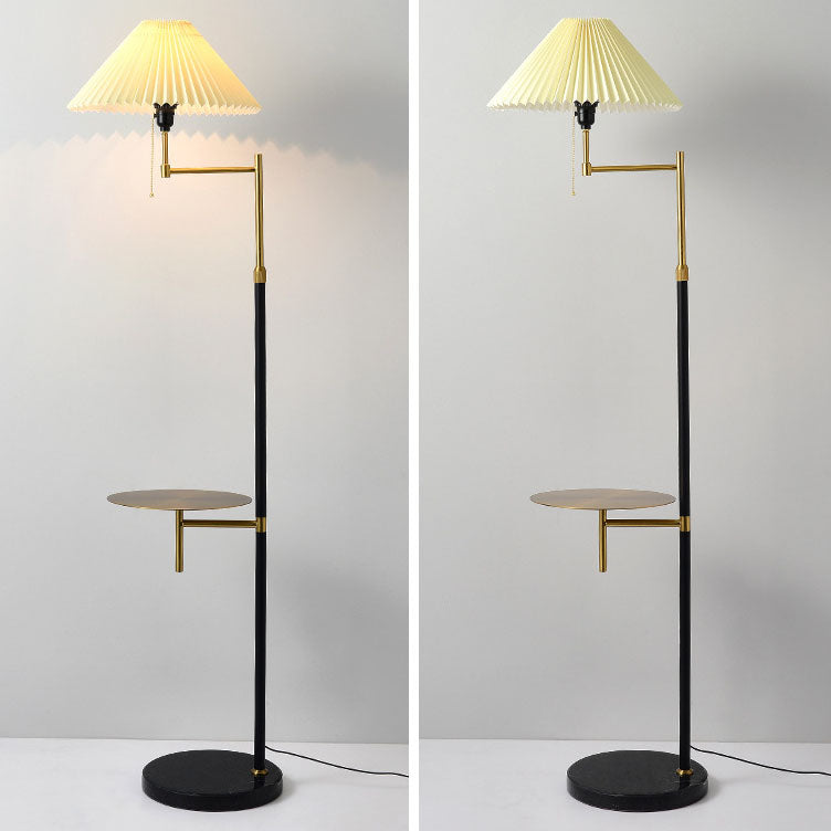 Nordic Light Luxus-Plissee-Stoff-Marmor-Stehlampe mit 1 Licht