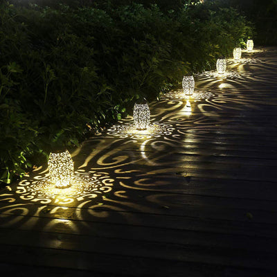 Solar Iron Hollow Pattern Design Hanging LED Lawn Decorative Light