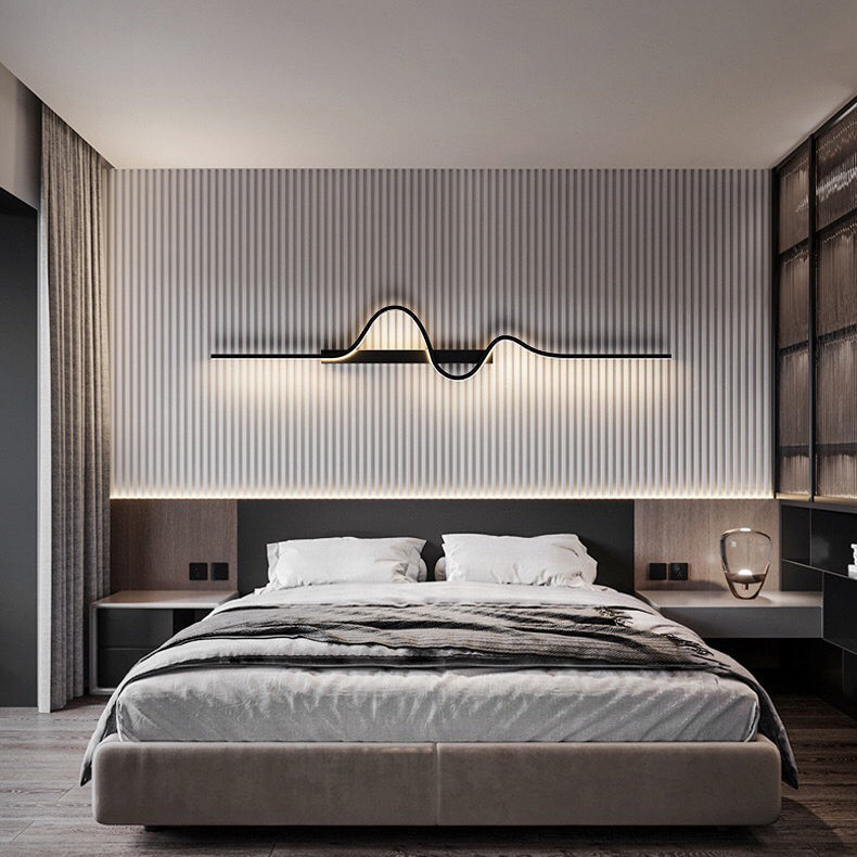 Modern Minimalist Aluminum Corrugated Strip Iron Frame LED Wall Sconce Lamp For Bedroom