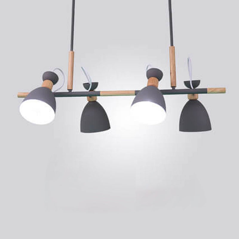 Nordic Macaron Log Bell Shade Island Light Kronleuchter mit 4 Lichtern