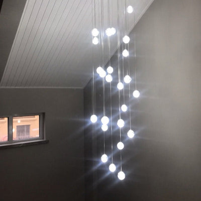 Moderner Luxus-Treppenhaus-Kristallkugel-Kugelschirm-LED-Loft-Kronleuchter 