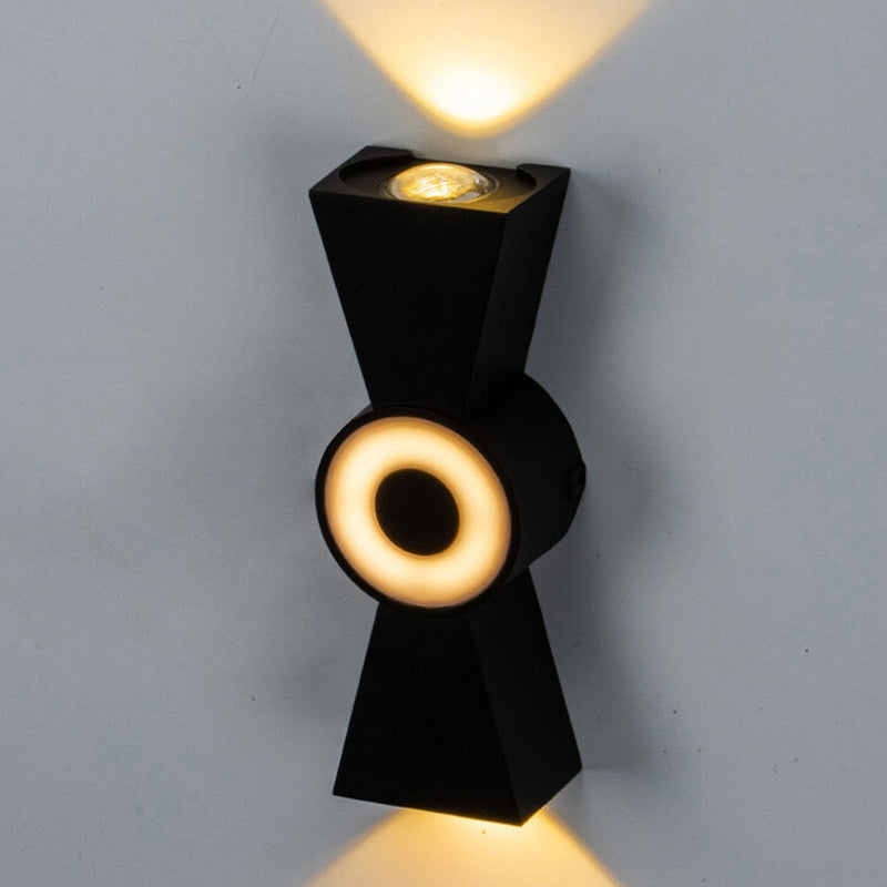 Nœud papillon créatif extérieur avec éclairage vers le haut et vers le bas, lampe murale étanche à LED pour patio 