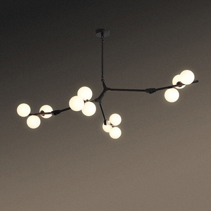 Moderner minimalistischer Magic Bean Zweig-Kronleuchter aus Glas und Metall mit 12/18/24 Flammen für Wohnzimmer &amp; Schlafzimmer 