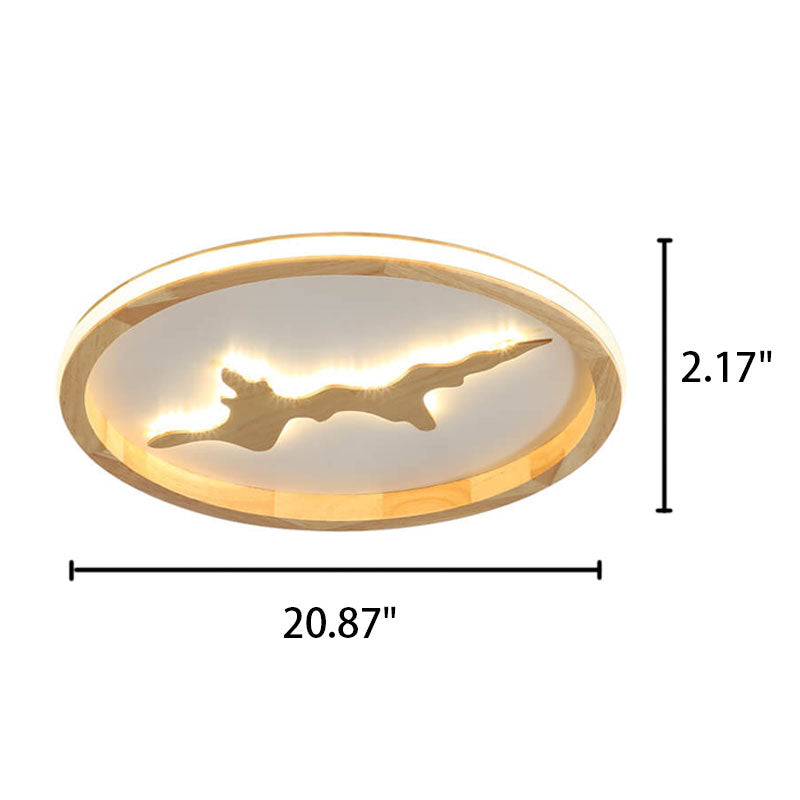 Nordische runde Massivholz-Zen-LED-Unterputz-Deckenleuchte 