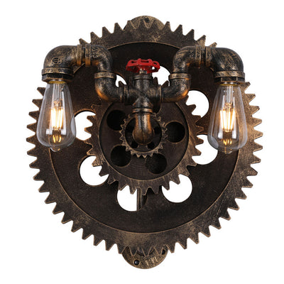 Industrial Creative Gear-shaped Wrought Iron 1/2-Light Wall Sconce Lamp