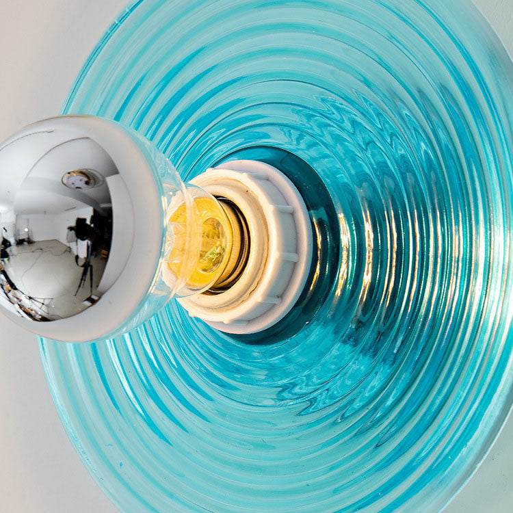 Moderne Art Deco Welle Muster Runde Glas 1-Licht Wand Leuchte Lampe Für Schlafzimmer 