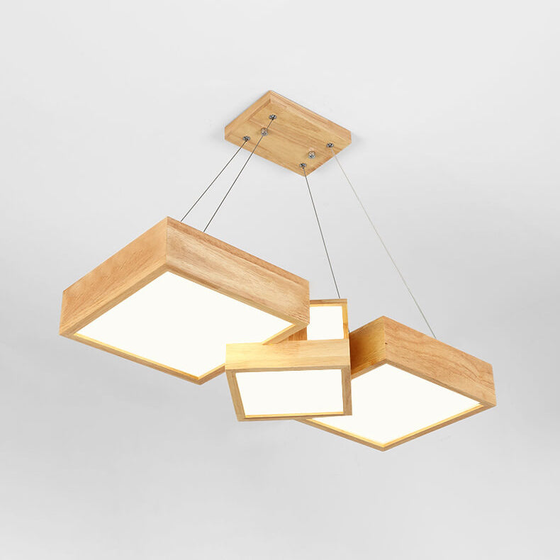 Modern Creative Solid Wood Several Squares LED Chandelier