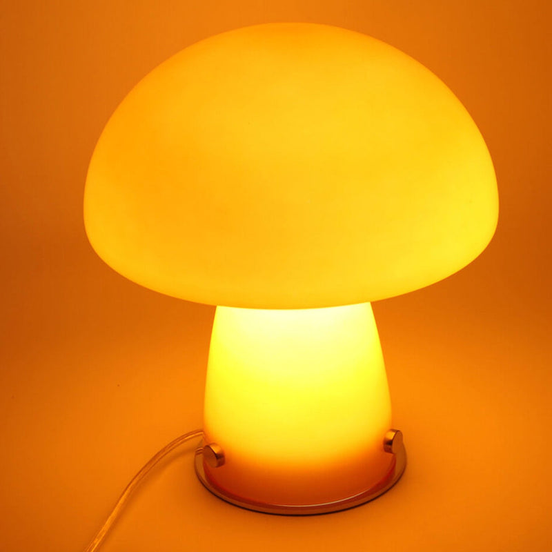 Nordic Orange White Glass Mushroom 1-Light Table Lamp