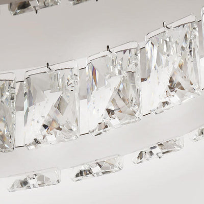 Modern Luxury Crystal Stainless Steel LED Flush Mount Ceiling Fan Light