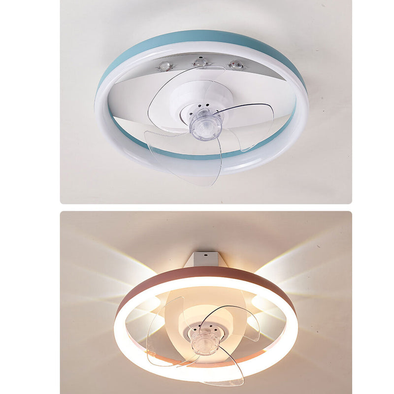 Moderne, minimalistische, runde, intelligente, drehbare LED-Deckenventilatorleuchte für die Unterputzmontage