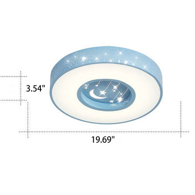 Moderne, minimalistische, runde LED-Deckenleuchte mit Sternenhimmel für Kinder