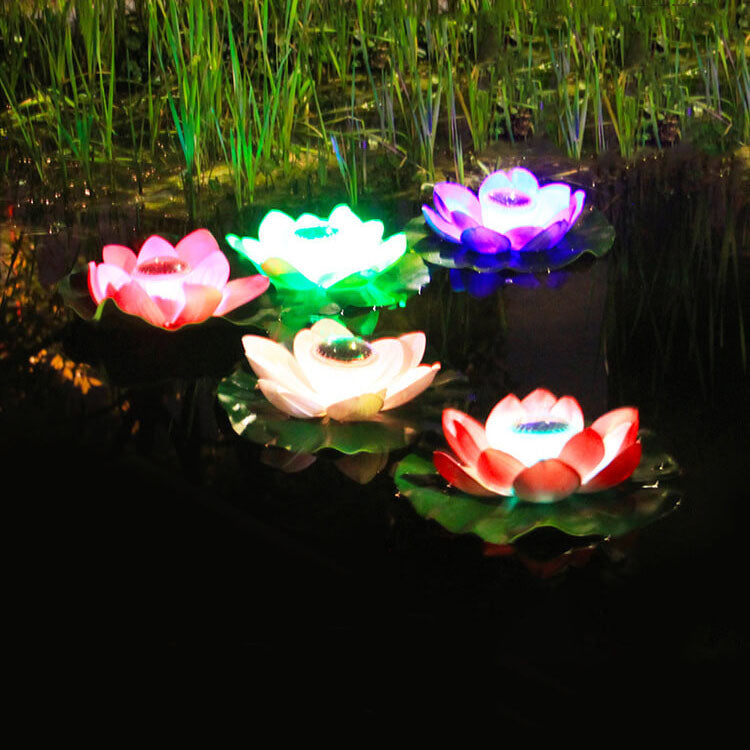 Creative Lotus Flower Waterproof Solar LED Outdoor Patio Pond Water Floating Light