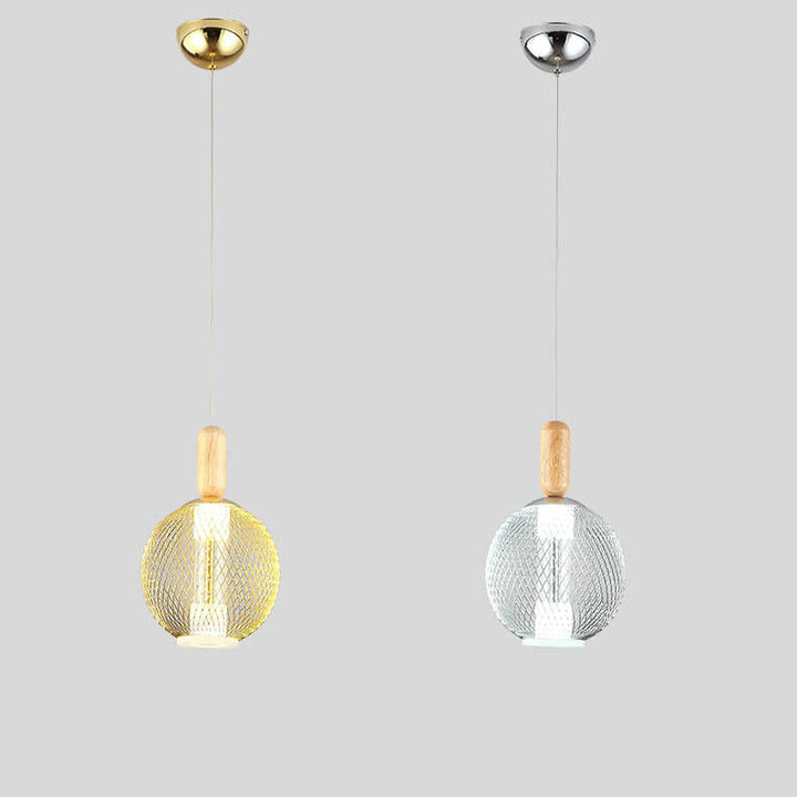 Moderne LED-Pendelleuchte mit Glasmaschenschirm 