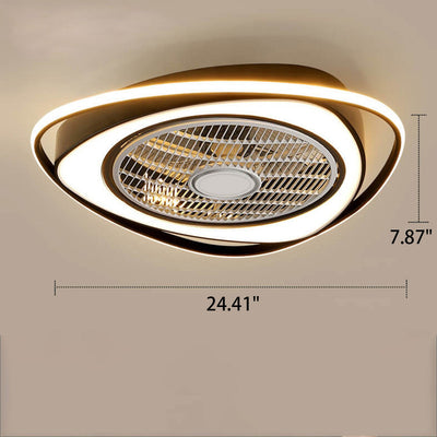 Nordic Simple Crystal Round Frame Design LED Flush Mount Ceiling Fan Light