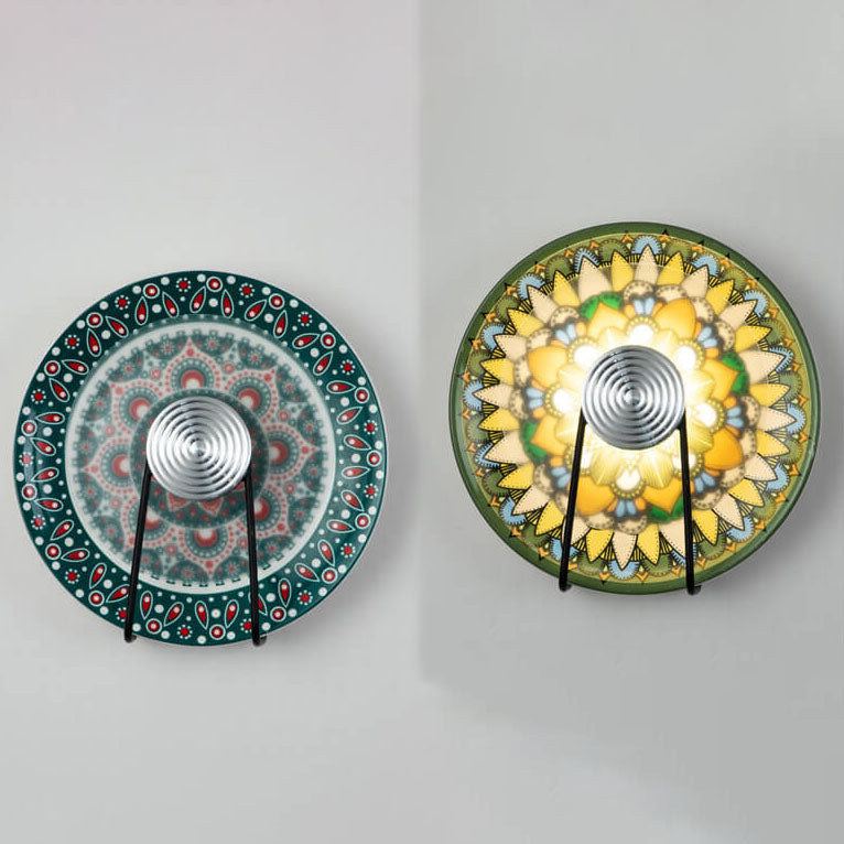 مصباح حائط LED أكريليك مستدير من الحديد المطاوع بتصميم صيني عتيق 