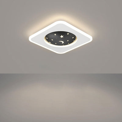 Nordische, minimalistische, quadratische, runde, schmiedeeiserne LED-Deckenleuchte mit Sternenhimmel aus Aluminium