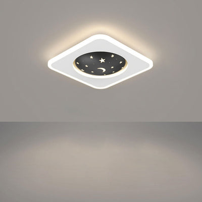 Nordic Minimalist Starry Sky Square Round Wrought Iron Aluminum LED Flush Mount Ceiling Light