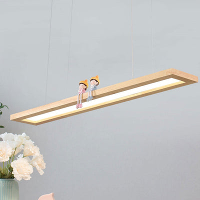 Nordic Minimalist Log Rectangular Strip Island Light LED Chandelier