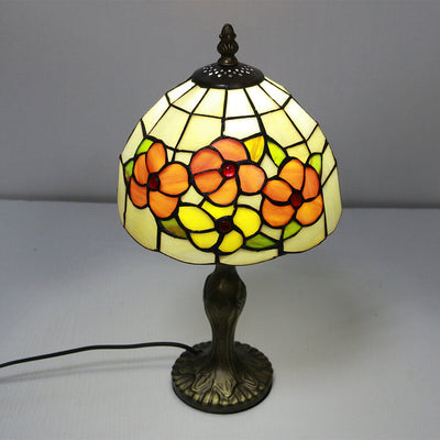 Tiffany Decorative Flower Umbrella Rose Alloy Stained Glass 1-Light Table Lamp