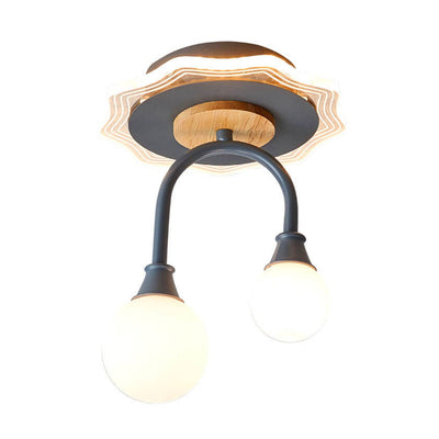 Nordic Creative U-shaped Ball Acrylic Iron LED Semi-Flush Mount Ceiling Light