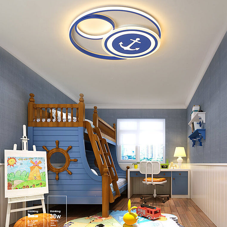 Cartoon Creative Rudder Nautical LED Flush Mount Ceiling Light