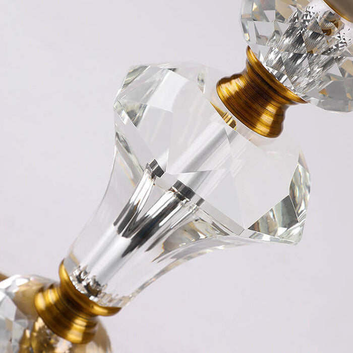 Europäische Vintage Kristall-Säulenbasis Stoff 1-Licht Tischlampe 