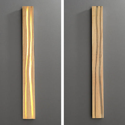 Modern Chinese Long Solid Wood Bar Wall Sconce Lamp