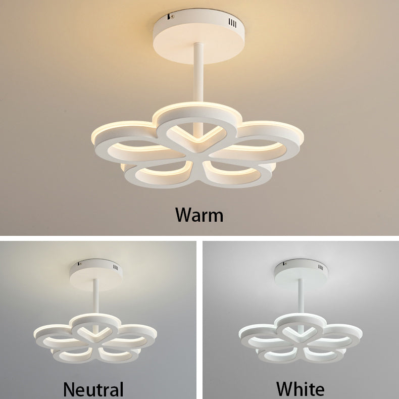 Modern Minimalist Flower Iron LED Semi-Flush Mount Light
