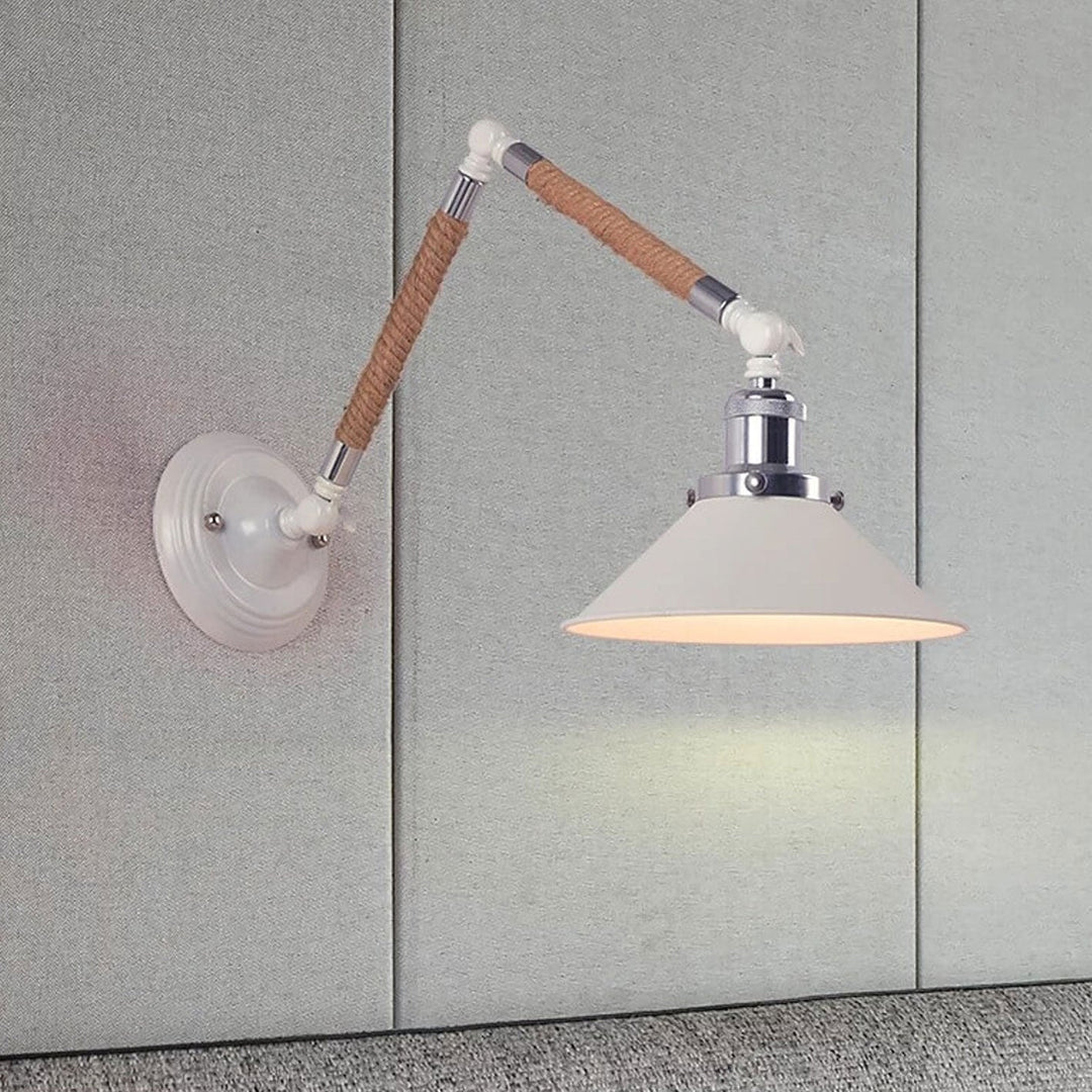 Industrielle Vintage-Twine-gewebte Kegelschirm 1-Licht Wandleuchte 