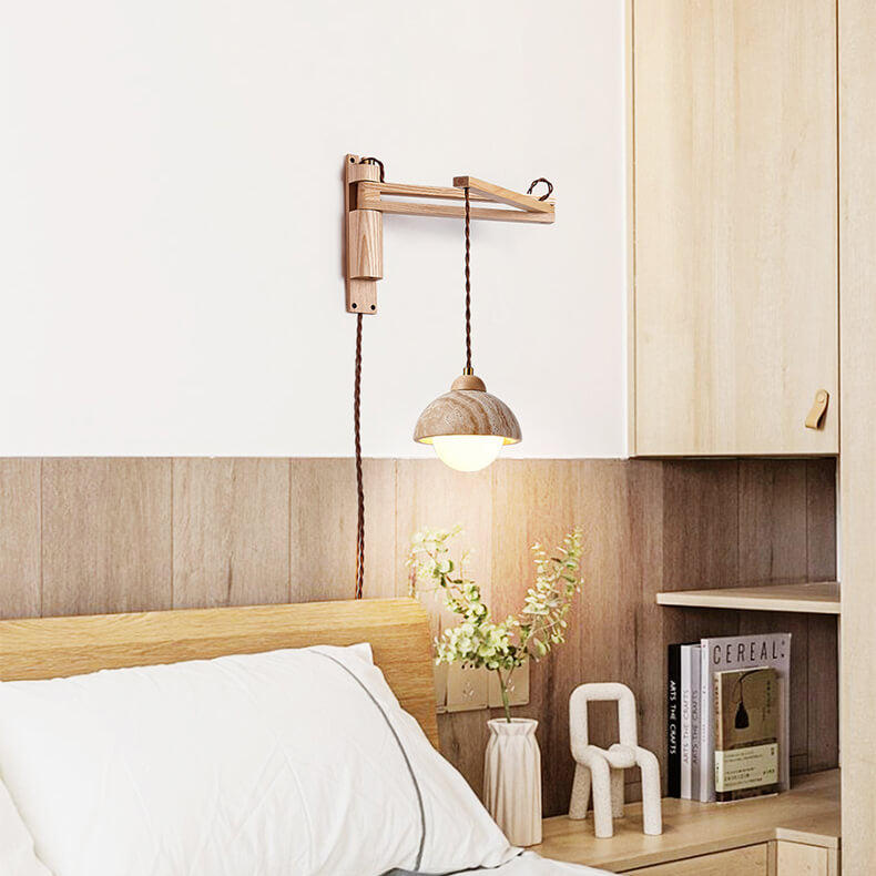 Japanische moderne Holz klappbare 1-Licht Wandleuchte 
