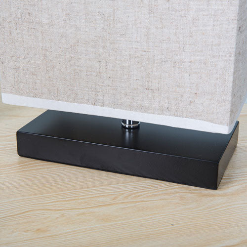 Modern Simplicity Rectangular Linen Fabric Black Iron Base 1-Light Table Lamp For Bedroom
