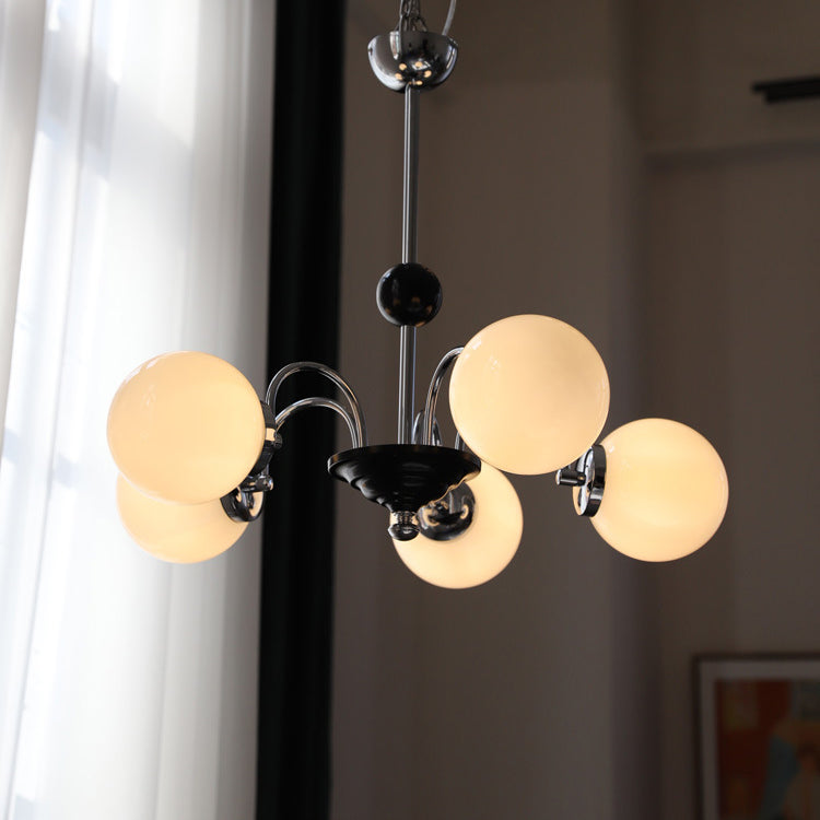 Lustre en verre cuivre traditionnel français Orb 3/4/5 lumières pour salon 