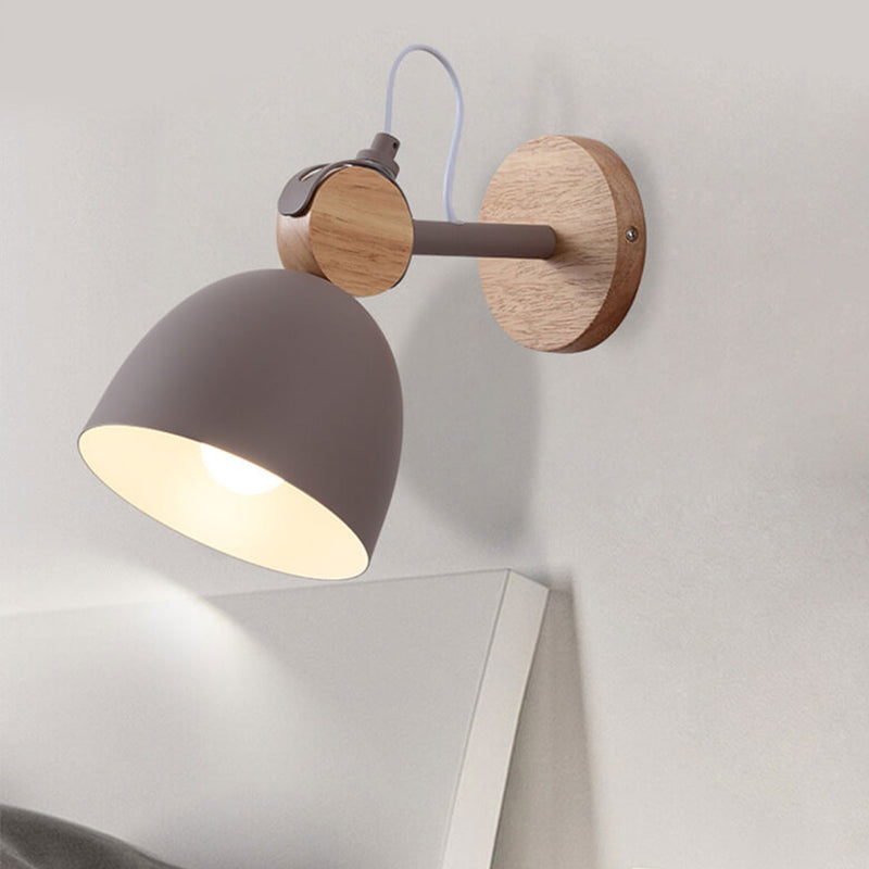 Nordic Macaron Dome Log 1-Light Rotatable Wall Sconce Lamp