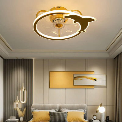 Childlike Star/Dolphin Design Quiet LED Flush Mount Fan Light