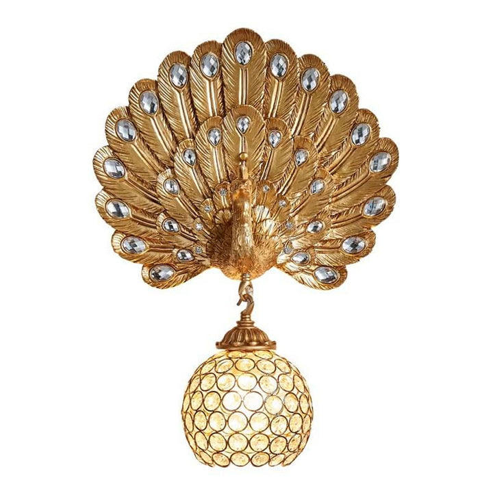 Europäische Vintage Kristall Pfau Form 1-Licht Wandleuchte 
