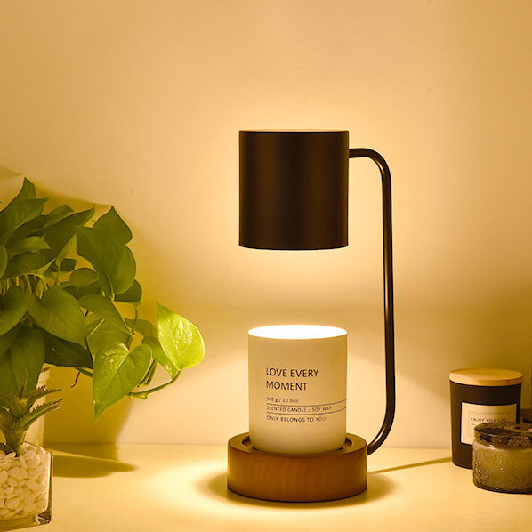 Moderne, minimalistische, einfarbige, 1-flammige Tischlampe aus schmelzendem Wachs aus Holz