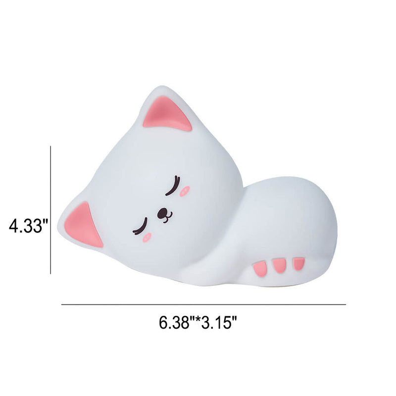 Luz Nocturna de Gato Creativo USB de Silicona Lámpara de Escritorio con Aplauso 