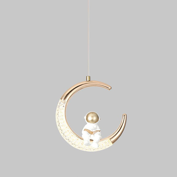 Lampe suspendue moderne et créative pour enfants, astronaute, lune, LED 