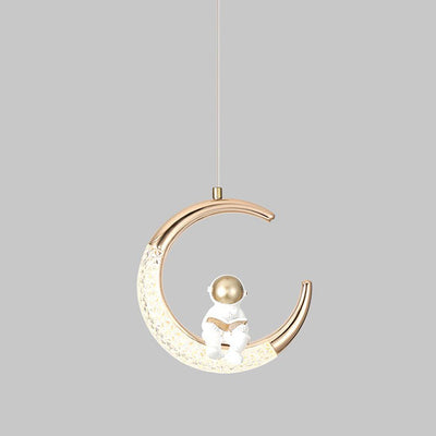 Moderne kreative Astronaut Moon LED Kinderpendelleuchte 
