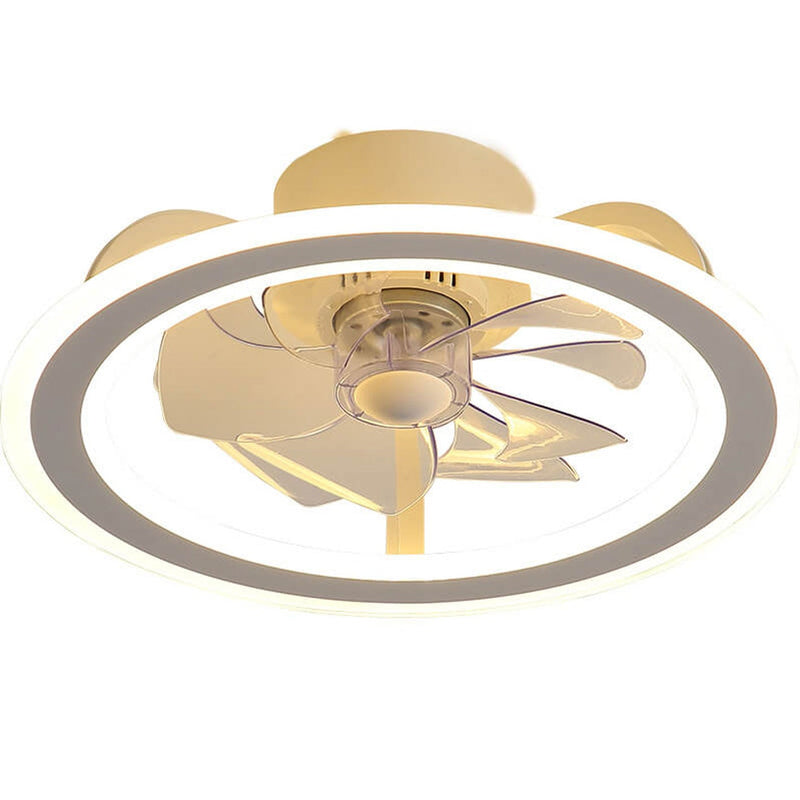 Nordic Creative Round LED Semi-Flush Mount Ceiling Fan Light