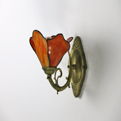 Vintage Tiffany Petals Buntglas 1-flammige Wandleuchte 