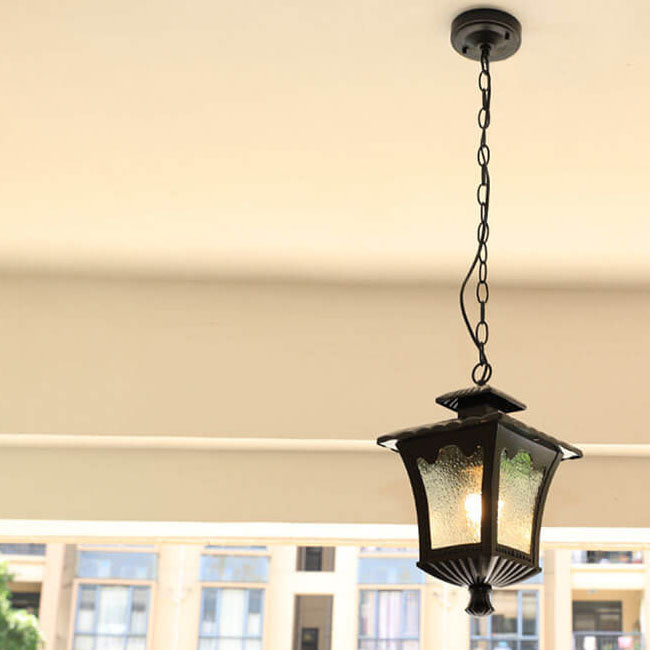 European Industrial Glass Square Outdoor 1-Light Pendant Light