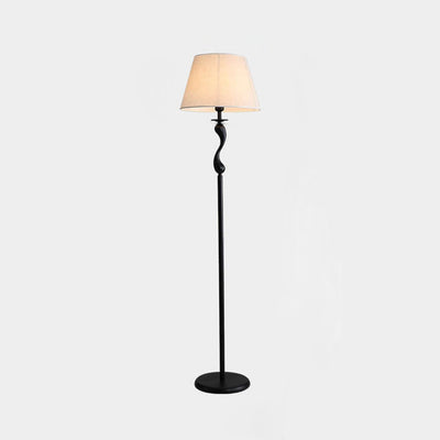 Modern Simple Linen Fabric Dome Iron 1-Light Standing Floor Lamp