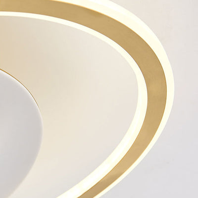 Full Copper Acrylic Notched Ring Design LED Flush Mount Light