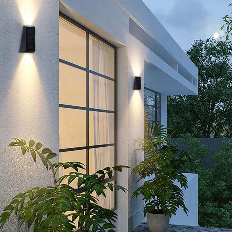 Solar Simple Trapezoid Outdoor RGB Patio LED Wall Sconce Lamp