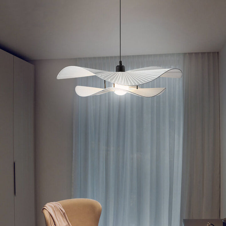 Minimalist Fabric 1-Light White Ruffle Pendant Light