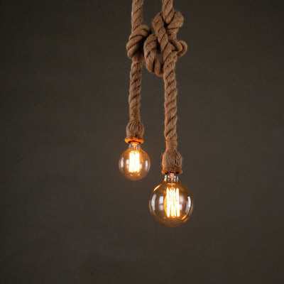 Industrial Hemp Rope Hanging 1/2-Light Pendant Light