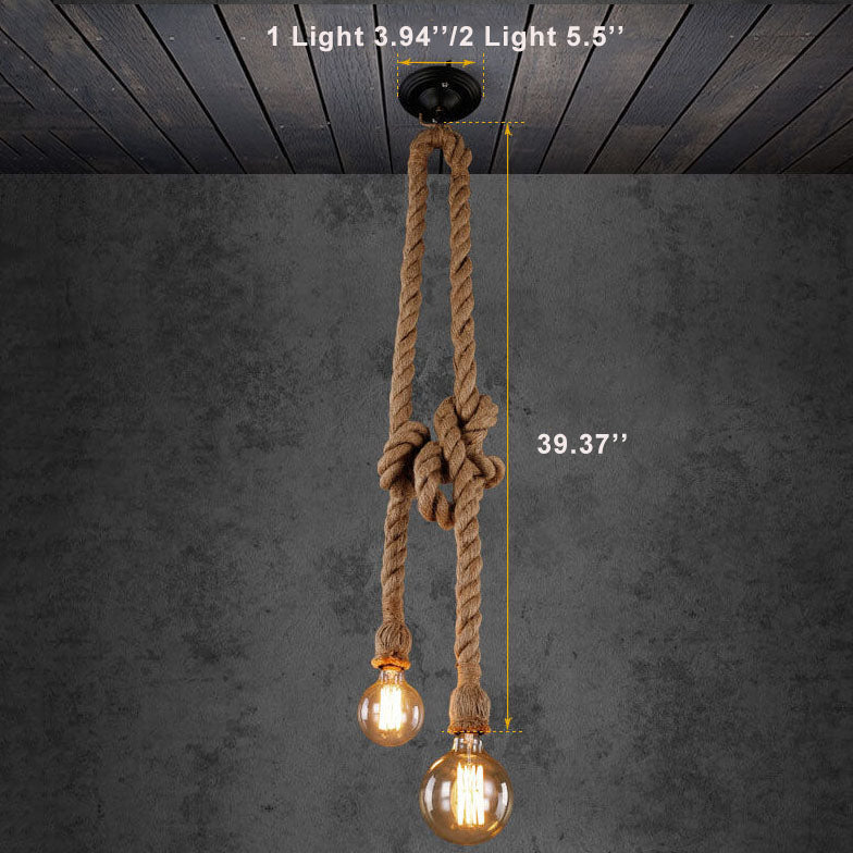 Industrial Hemp Rope Hanging 1/2-Light Pendant Light